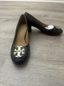 Tory Burch JANEY 50MM Black  Calf LEATHER PUMP Heel New In Box Sz-5 - Picture 1 of 7