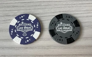 Las Vegas Harley-Davidson Dealer Poker Chips Lila & Schwarz Paar Sammlerstück  - Bild 1 von 2