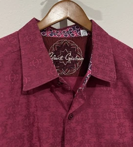 Camicia Robert Graham uomo 2XL vestibilità classica rosso rosa all over geometrica con bottoni - Foto 1 di 12