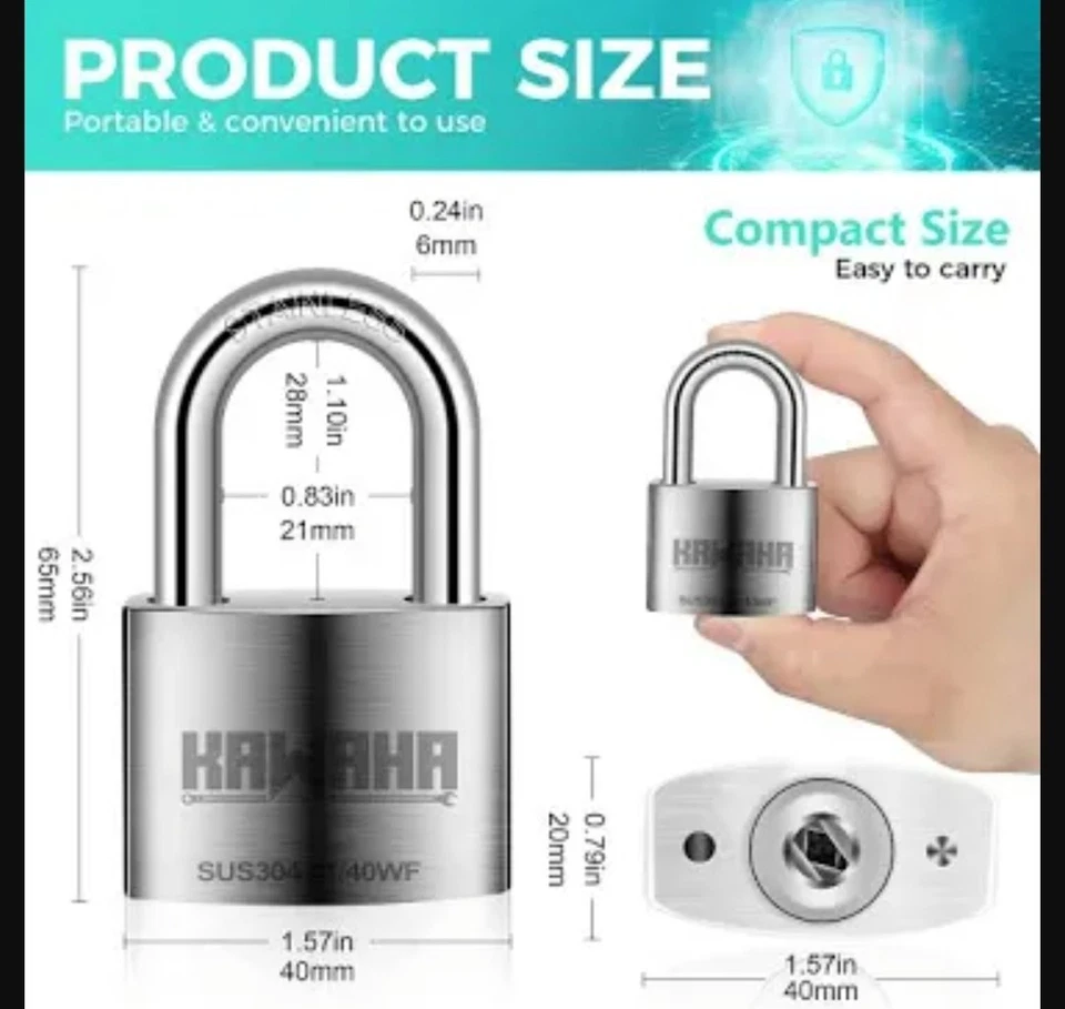 KAWAHA 41/40LKD-5SK High Security Stainless Steel Padlock - Image 1 of 3