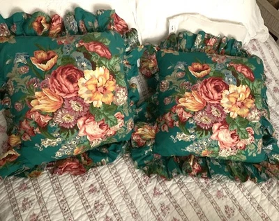 2 Ralph Lauren Индия улицы зеленый цветочный плед подушки с оборками читать - Изображение 1 из 4