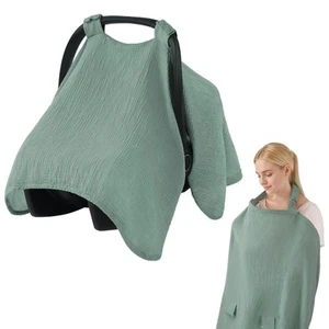 2-in-1 Muslin Baby Car Seat Cover, Multi-use Nursing Cover for Breastfeeding,... - Picture 1 of 7