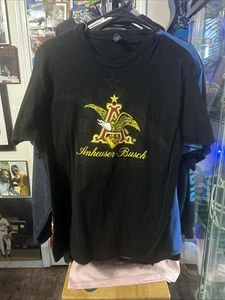 Anheuser Busch Logo Black Crew Neck Mens T Shirt Large L Budweiser, Bud Light - Picture 1 of 4