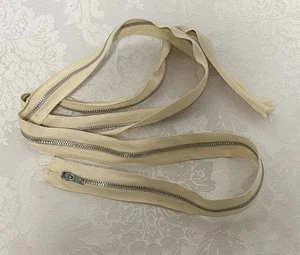 Vintage 48” Cream / Ecru Metal ZIPPER • Closed Top & Bottom • SEAL Brand - Picture 1 of 2