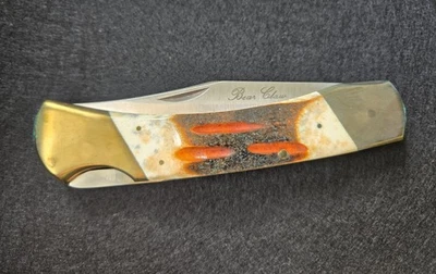 Cuchillo de acero quirúrgico vintage FROST CUTLERY oso garra 4" con funda de cinturón de cuero Foto 1 de 4