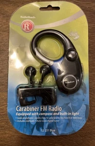 Radio Shack Carabiner FM Radio With Compass And Light 12-231 Blue NEW SEALED NOS - Picture 1 of 5