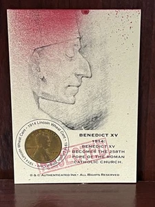 Benedikt XV authentifizierte Tinte abgelehnt 1914 Lincoln Weizen Penny Karte - Bild 1 von 6