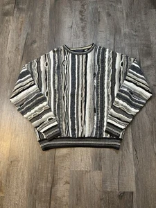 VTG 90s Coogi Style Sweater LG Roundtree & York 3D Textured Rap Hip Hop S1 - Picture 1 of 9