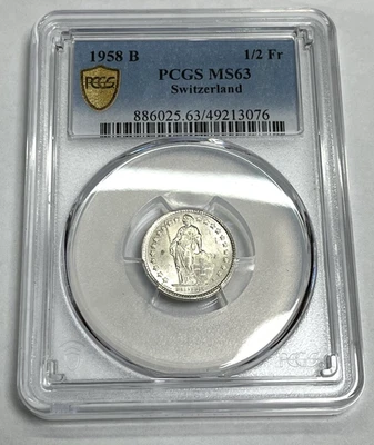 1958 Switzerland 1/2 Franc PCGS MS63 - Image 1 of 2