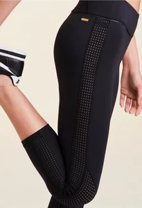 ÁLALA crop leggings pindot mesh detail | zip pocket black, size S - Picture 1 of 12