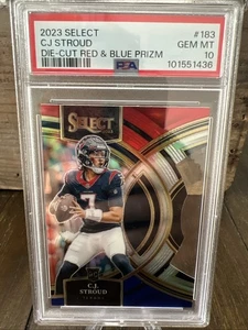 2023 Select C.J. Stroud RC Red and Blue Prizms Die Cut Premier #183 PSA 10 - Bild 1 von 4