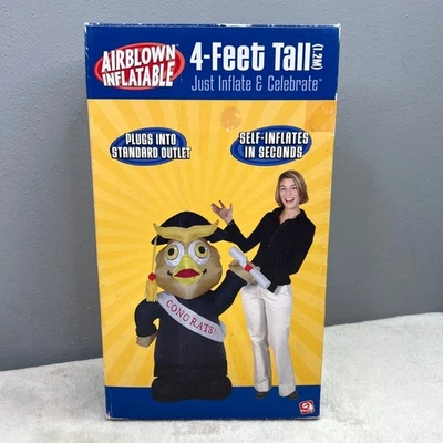 Gemmy Airblown Búho Graduación Decoración 4 Pies Negro Diploma Caja Completa 2004 Foto 1 de 4