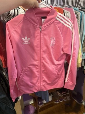 Jaqueta Adidas Boston Red Sox rosa nova nunca usada para meninas com zíper - Imagem 1 de 3
