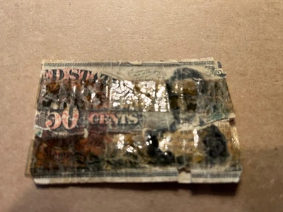 50¢ Cents Fourth Issue ((LINCOLN)) U.S. Fractional Currency  **CURRENCY SCRAP** - Image 1 of 3