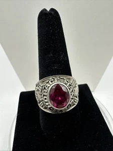 1981 Horace Mann High School Class Ring Magenta Stone Balfour Sz11 - Picture 1 of 11