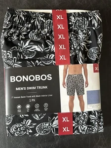 Costume da bagno Bonobos uomo XL nero stampa ananas 7 cuciture fodera rete UPF 50+ - Foto 1 di 5