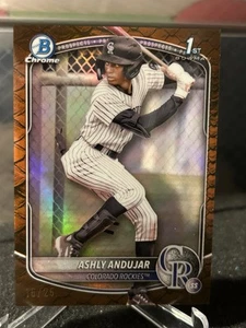 2025 Bowman Ashly Andujar 16/25 Orange Reptilian Refractor First Bowman Rockies - Bild 1 von 2