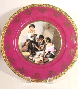JKW Joseph Kuba Bavaria Plate Pink Gold The Dice Thrower by Bartolome Murillo - Picture 1 of 10