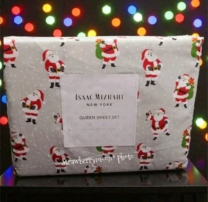 4 Stck. Issac Mizrahi grau Weihnachtsmann Schneeflocke Königin Bettlaken Set Dekor NEU - Bild 1 von 6