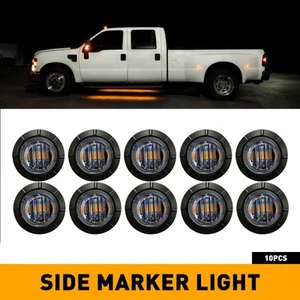 Marker Truck Lights LED Trailer Round Amber Side Light Lamps Left & Right Smoked - Picture 1 of 17