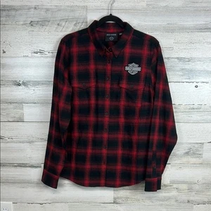 Camisa Harley-Davidson Para Mujer Antigua Americana Retro Manga Larga Franela A Cuadros Grande - Imagen 1 de 8