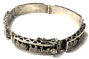 Vintage Sterling Silver & Turquoise Bangle Bracelet (1.0 Oz -28 Grams) Used! - Picture 1 of 13