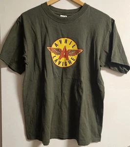 Vintage Y2K 2002 Avril Lavigne T-Shirt Military Green Size Medium - Anvil - Bild 1 von 10