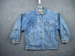 Vintage Levis Jacket Adult M Blue Denim Button Trucker Distressed Made in USA