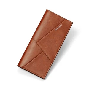 RFID Para hombres Doble Plegable Cuero Portatarjetas de Crédito Cartera Traje Larga Billetera Chequera - Imagen 1 de 9