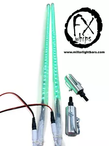 PAIR 3ft quick disconnect green LED light whip SXS ATV UTV 4 wheeler RZR TERYX - Picture 1 of 5