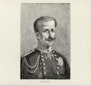 1884 Antique Print = CARLO ALBERTO DI SAVOIA = Risorgimento = PORTRAIT - Picture 1 of 1