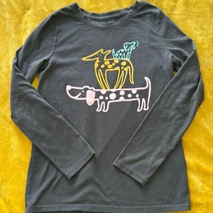Kids Cat And Jack Gray Long Sleeved Tee Cute Stack of Dogs Graphic, SZ M 7/8 - Picture 1 of 6