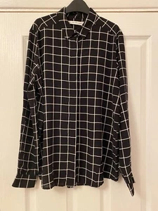 & Other Stories Silk Shirt Black & White Checked Grid Pattern Size 38 UK 10 NEW - Picture 1 of 5