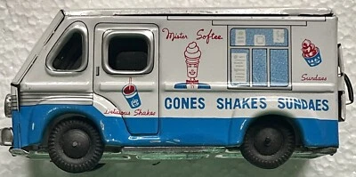 Camión de helados de hojalata prensada Mister Softe años 60 juguete de fricción Japón de colección nuevo Foto 1 de 4