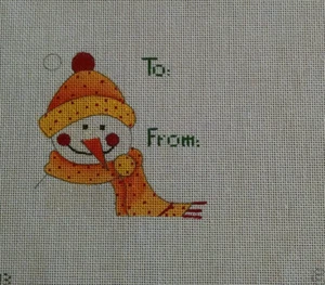 Snowman To and From Handpaint Needlepoint Canvas - Picture 1 of 1