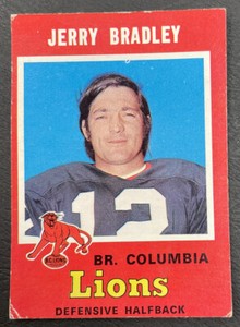1971 OPC O-Pee-Chee CFL Football - #44 Jerry Bradley - British Columbia Lions