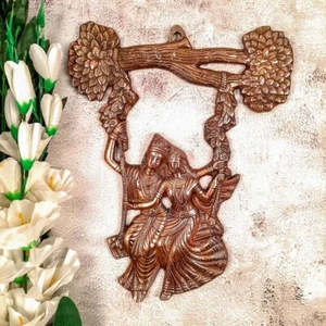 Radha Krishna Murti for Wall Decor | Lord Krishna Sitting On The Swing Wall - Picture 1 of 6