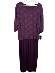 En Focus 20W Purple Glitter Knit Evening Dress Plus Size Formal Gown Jacket - Picture 1 of 11