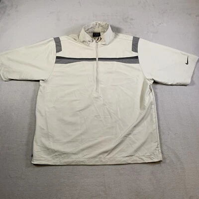 Nike Golf Shirt Mens Medium Beige Half Zip Active Warmup Pullover Golfer SS - Image 1 of 4