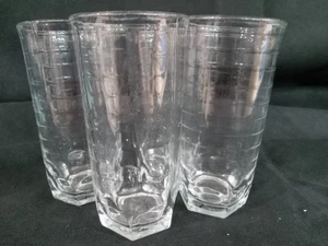 LIBBEY VINTAGE CRISA CLEAR JUICE GLASSES - HORIZONTAL BANDS -5" TALL -(4) - Picture 1 of 4