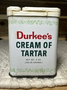 Vintage Durkee's Cream of Tartar Spice Tin Net Wt 3 oz Retro - Picture 1 of 4