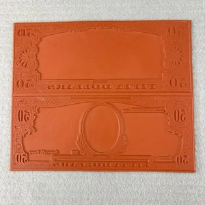 Timbro in gomma banconota da cinquanta dollari double face non montato misura intera - Foto 1 di 4