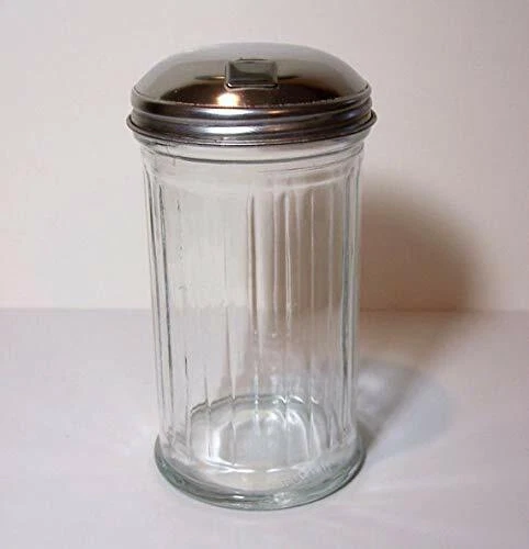 Vintage Diner Style Sugar Dispenser, Glass Dispenser with Silver Pour Type Lid - Image 1 of 1