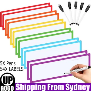 54Pcs Dry Erase Magnetic Labels Reusable Sticky Notes Labels With Whiteboard Pen - Picture 1 of 12