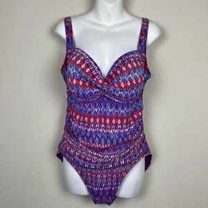 La Blanca One Piece Swimsuit Size 16 Geometric Ikat Print - Picture 1 of 5