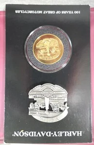 NEW 2003 York Harley Davidson 100th Anniversary Union Gold Coin & Pewter Pin Set - Imagen 1 de 6