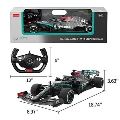 Rastar 98400 1:12 Scale RC Mercedes-AMG F1 W11 EQ Kids Toy Car with Remote Black - Image 1 of 4
