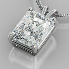2.00 Ct Radiant Cut Moissanite Solitaire Pendant 10K Solid White Gold