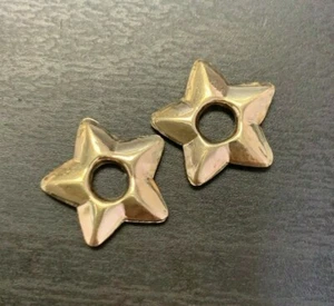 Cute! Puffy Star .65" 100% 10K Gold Pair of Earring Charms for Hoops  - Picture 1 of 8