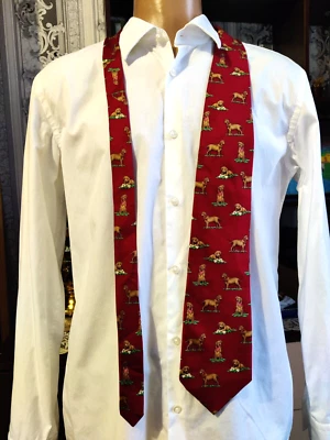 Stylish Men's Silk Tie Chocolate Labrador Retriever Made in USA - Image 1 of 4